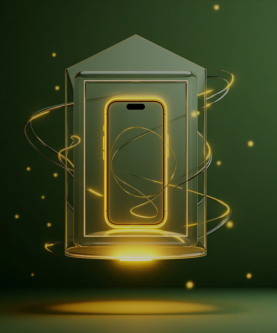 A glowing lantern, lit by a cellphone, showing power to be unlocked.